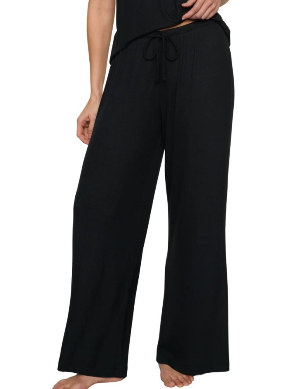Eberjey Black Wide-Leg Pull-On Lounge Pants